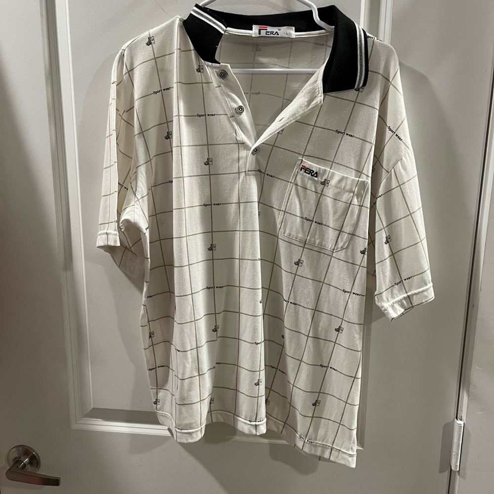 Fera Men's Checkered Polo Shirt with Black Collar